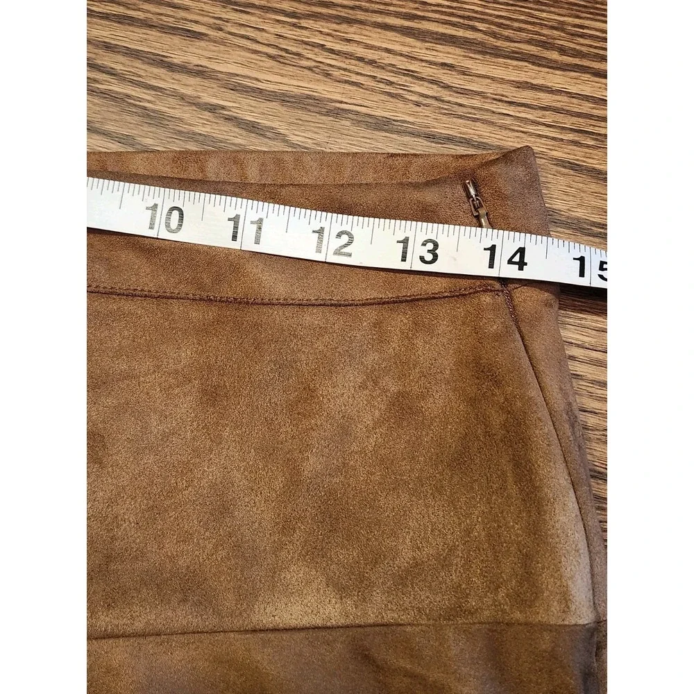 Soft Surroundings Inverness Faux Suede Midi‎ Skirt Saddle Brown Womens Small
